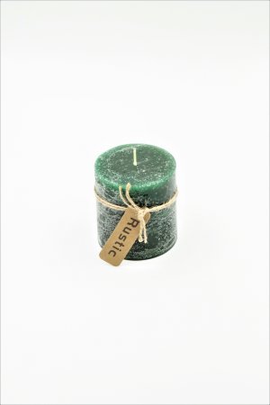 Kerze rustik, dunkelgrün, 75 x 70 mm, Brenndauer 25 Std., durchgefärbt, strukturierte Oberfläche